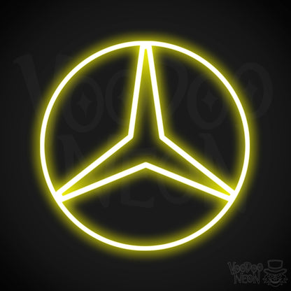 Mercedes Neon Sign - Neon Mercedes Sign - Mercedes Logo Wall Art - Color Yellow