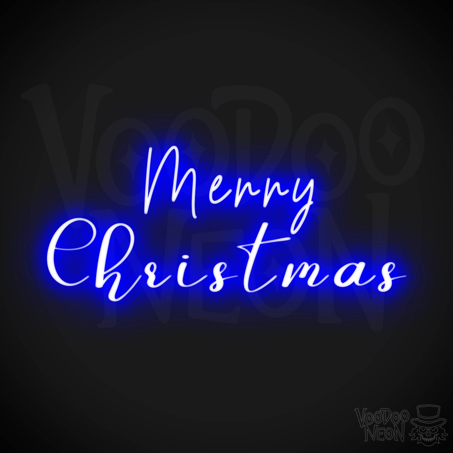 Merry Christmas Neon Sign - Neon Merry Christmas Sign - Neon Wall Art - Color Dark Blue