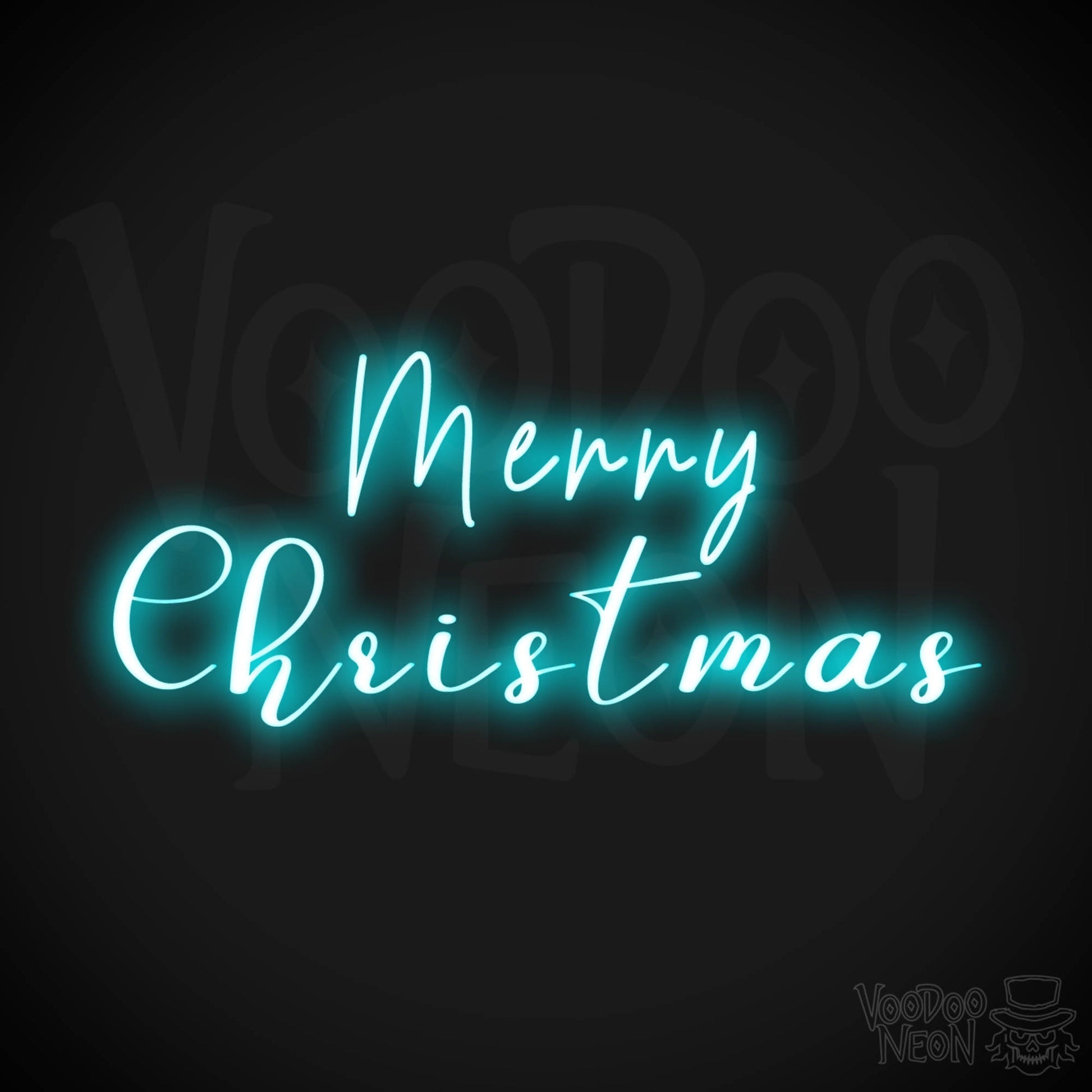 Merry Christmas Neon Sign - Neon Merry Christmas Sign - Neon Wall Art - Color Ice Blue