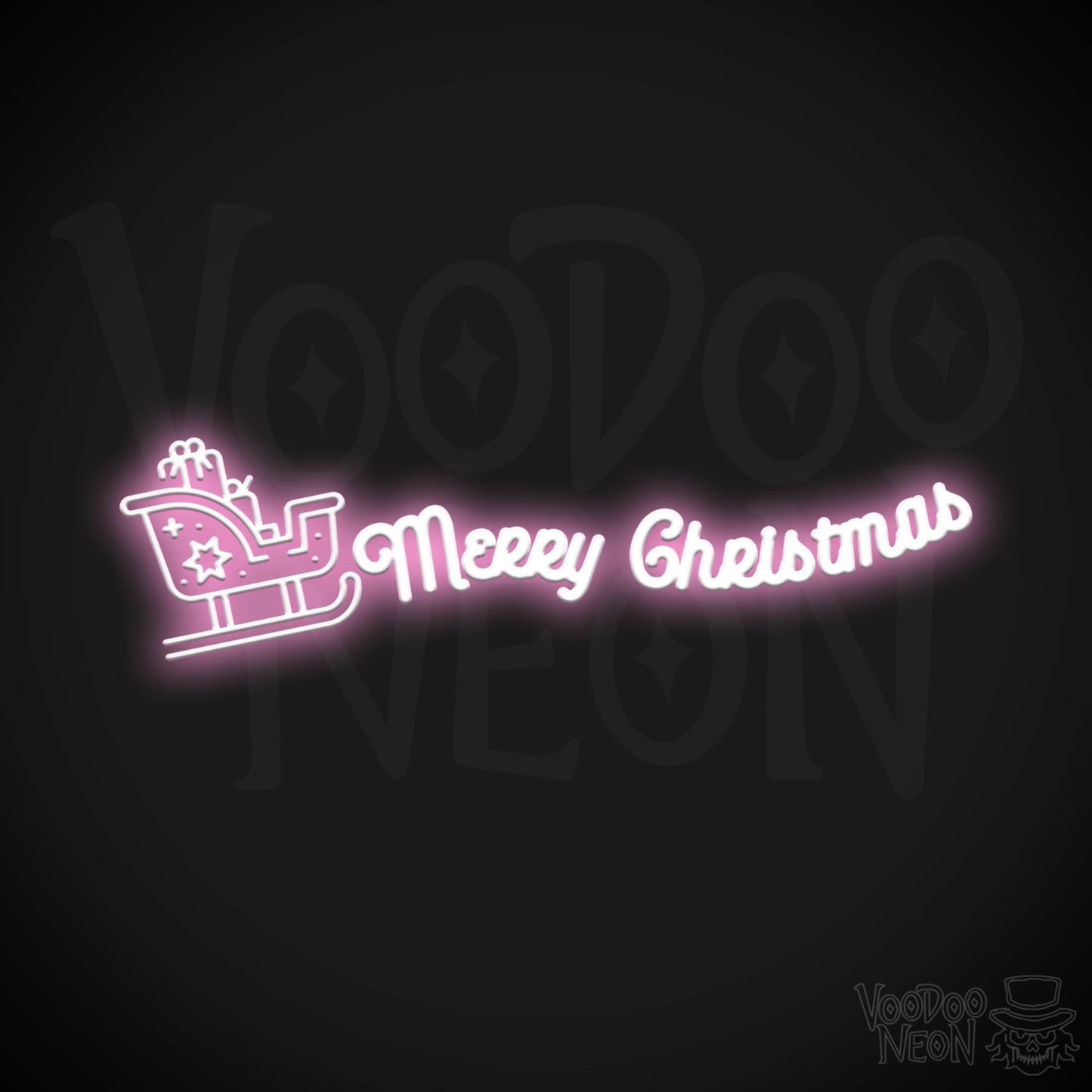 Neon Merry Christmas Sleigh Sign - Merry Christmas Sleigh Neon Sign - Merry Xmas Neon Art - Color Light Pink