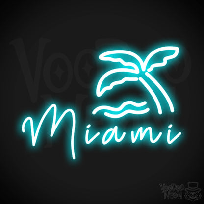 Miami Neon Sign - Neon Miami Sign - LED Sign - Color Ice Blue