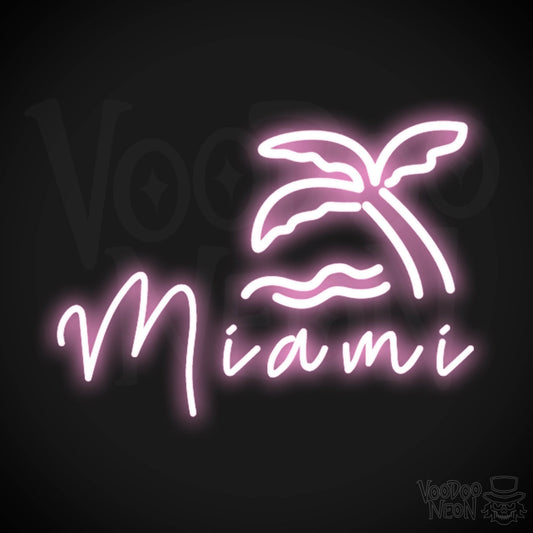 Miami Neon Sign - Neon Miami Sign - LED Sign - Color Light Pink