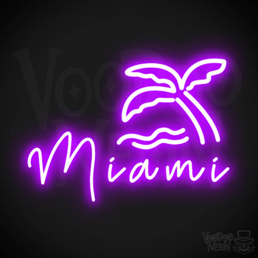 Miami Neon Sign - Neon Miami Sign - LED Sign - Color Purple