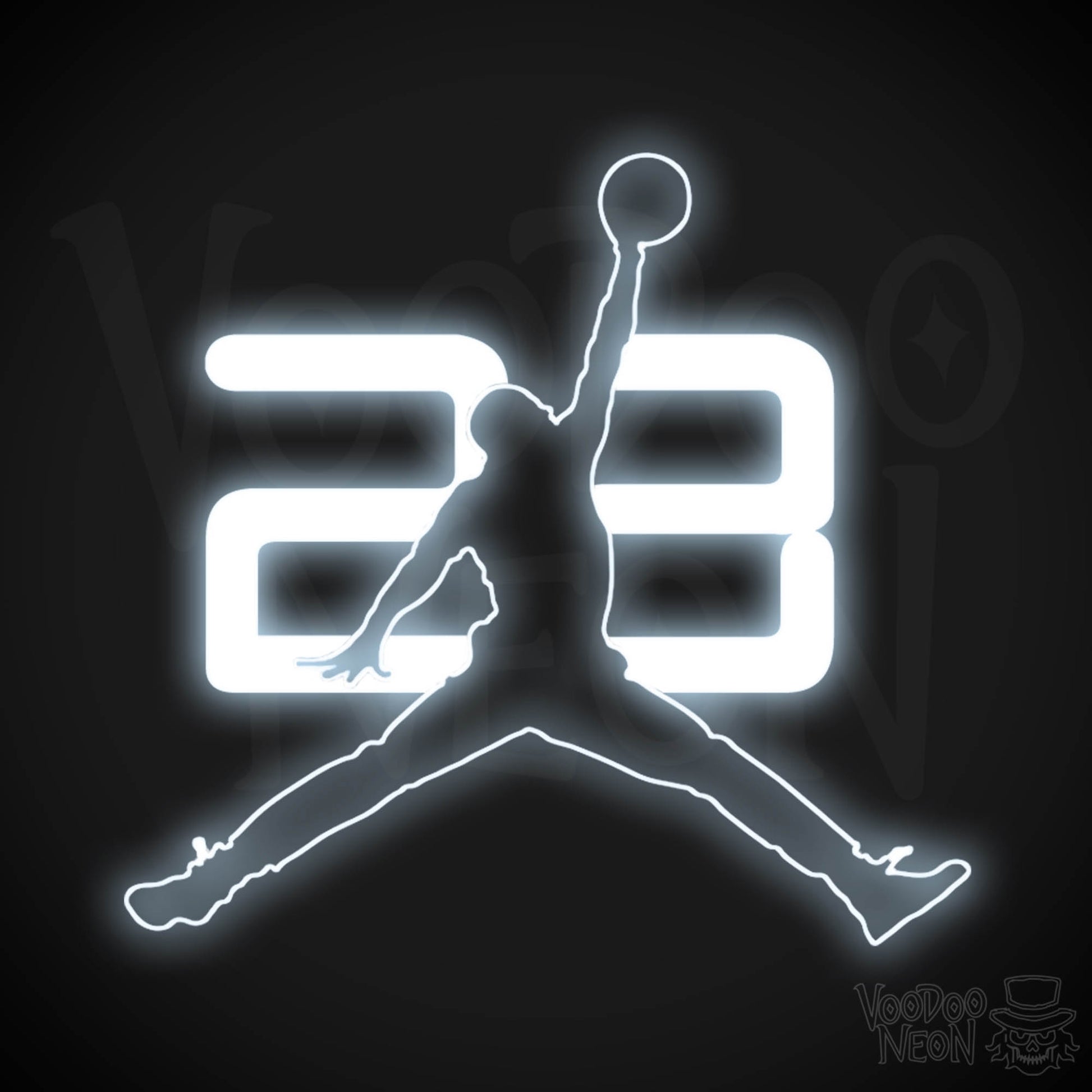 Neon Jordan Dunk - Michael Jordan Neon Wall Art - Neon Basketball Dunk Sign - Color Cool White