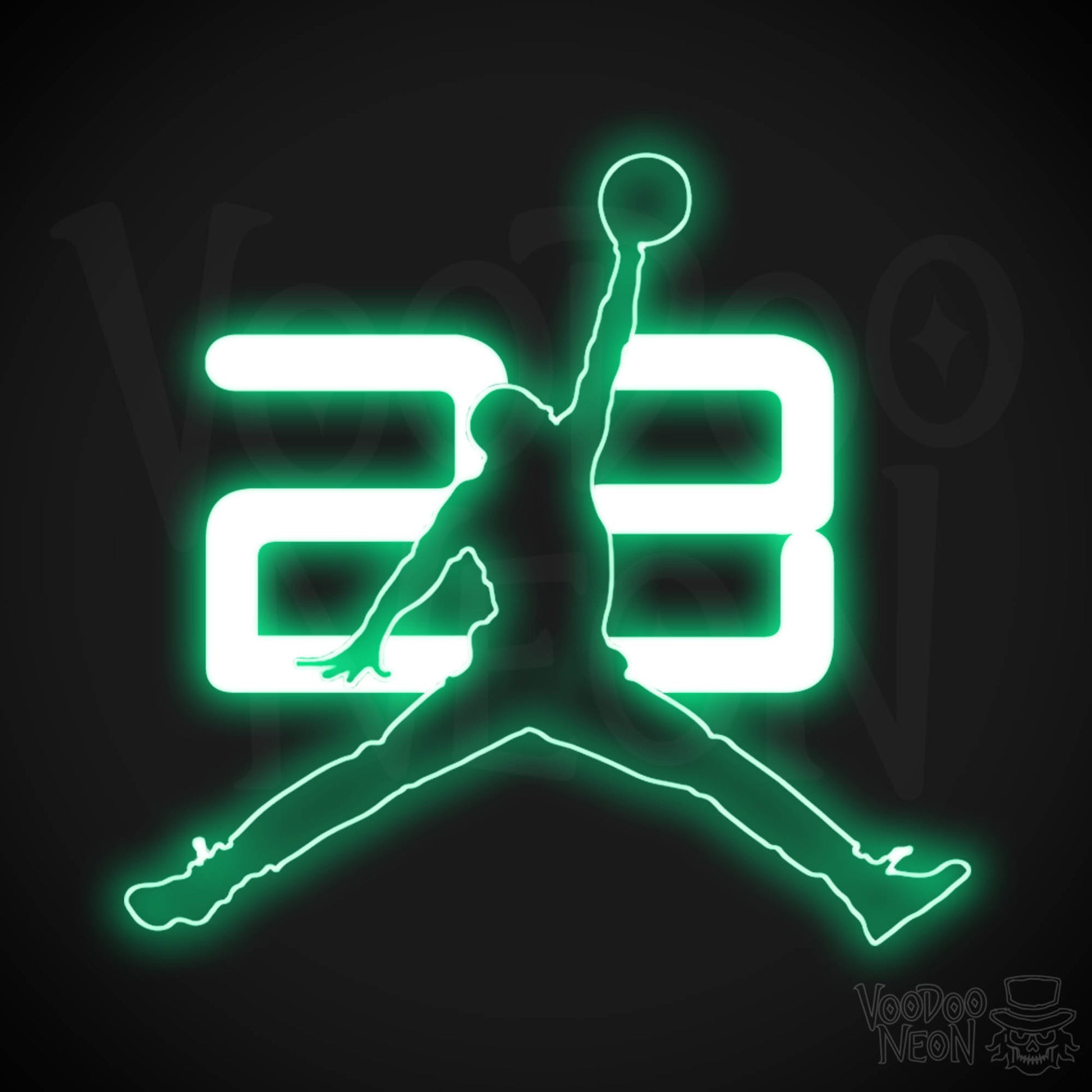 Neon Jordan Dunk - Michael Jordan Neon Wall Art - Neon Basketball Dunk Sign - Color Green