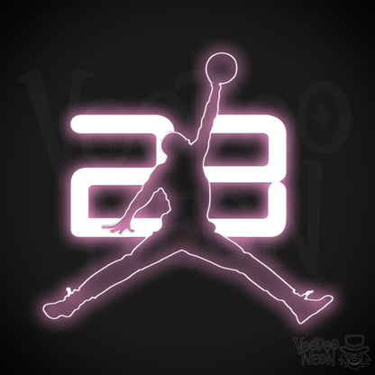 Neon Jordan Dunk - Michael Jordan Neon Wall Art - Neon Basketball Dunk Sign - Color Light Pink