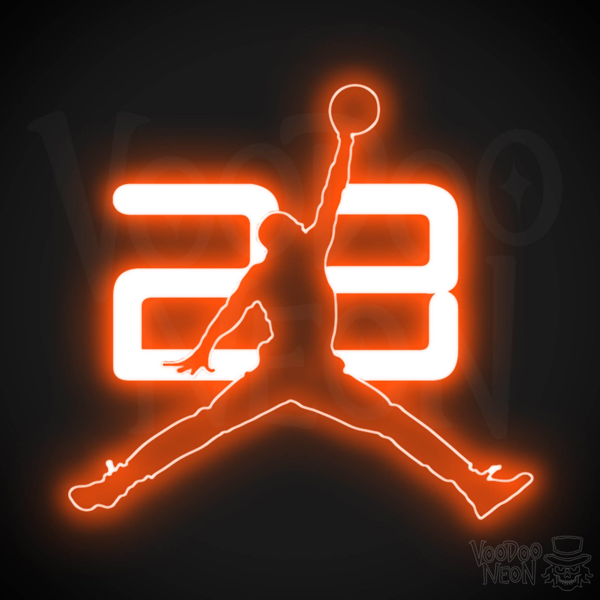 Neon Jordan Dunk - Michael Jordan Neon Wall Art - Neon Basketball Dunk Sign - Color Orange