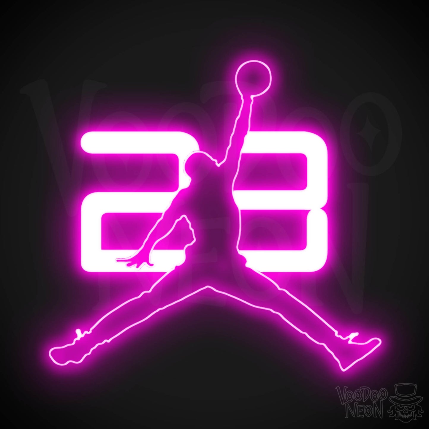 Neon Jordan Dunk - Michael Jordan Neon Wall Art - Neon Basketball Dunk Sign - Color Pink