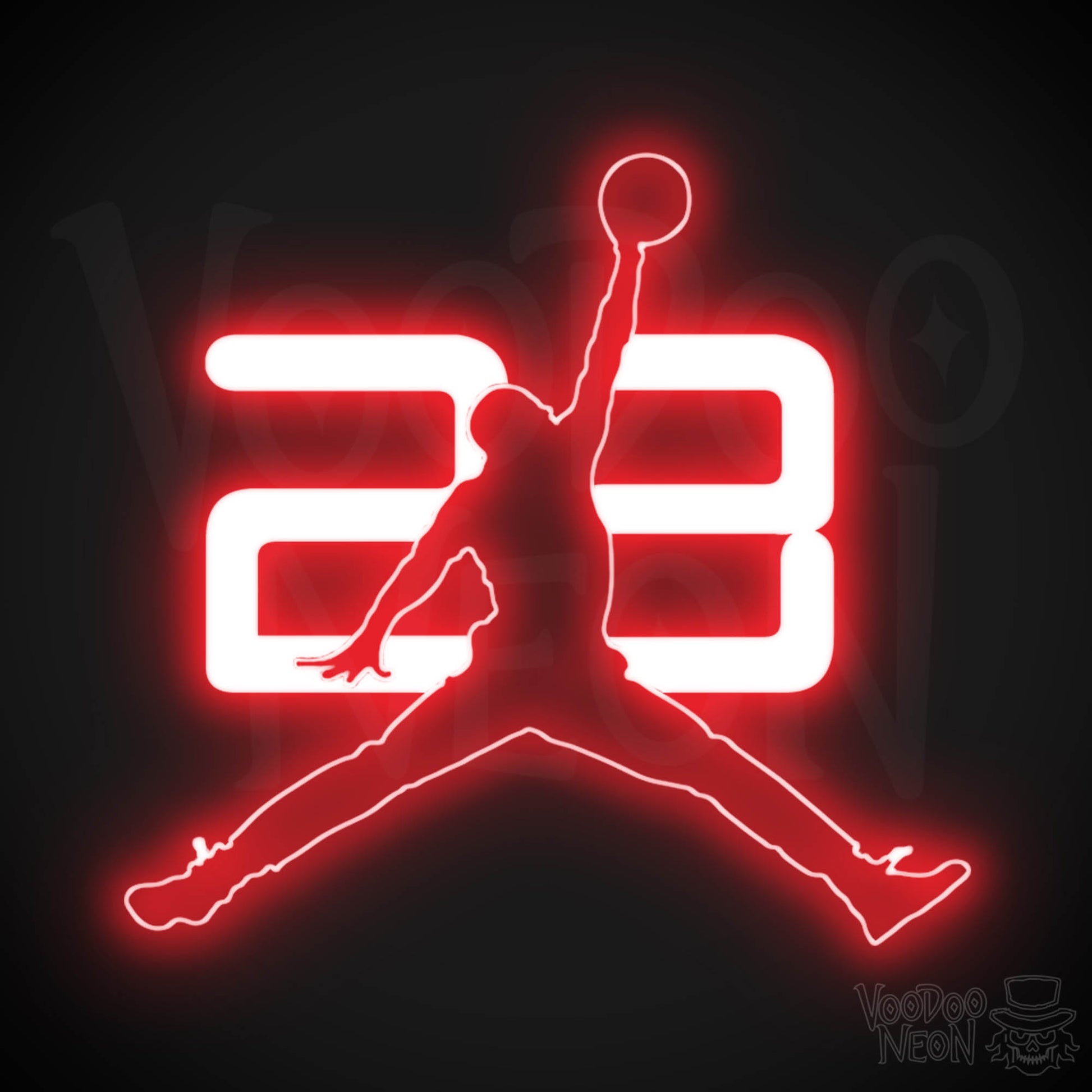 Neon Jordan Dunk - Michael Jordan Neon Wall Art - Neon Basketball Dunk Sign - Color Red