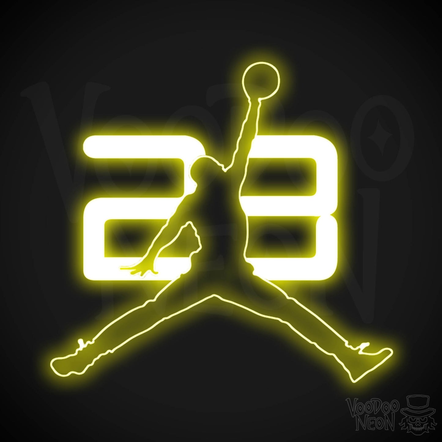 Neon Jordan Dunk - Michael Jordan Neon Wall Art - Neon Basketball Dunk Sign - Color Yellow