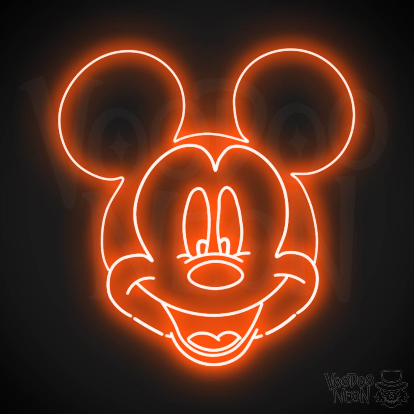 Mickey Mouse Neon Sign - Neon Mickey Mouse Wall Art - LED Sign - Color Orange