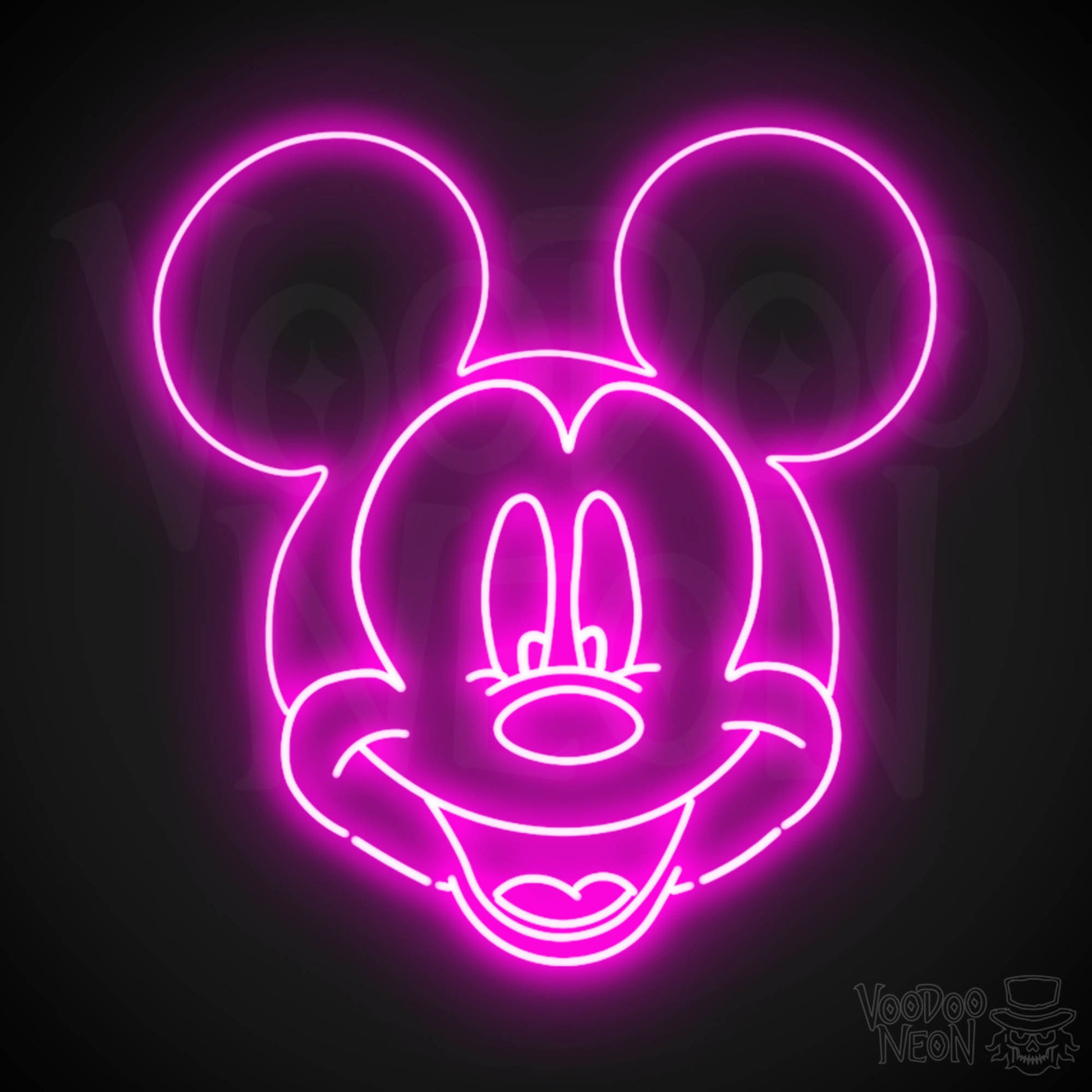 Mickey Mouse Neon Sign - Neon Mickey Mouse Wall Art - LED Sign - Color Pink