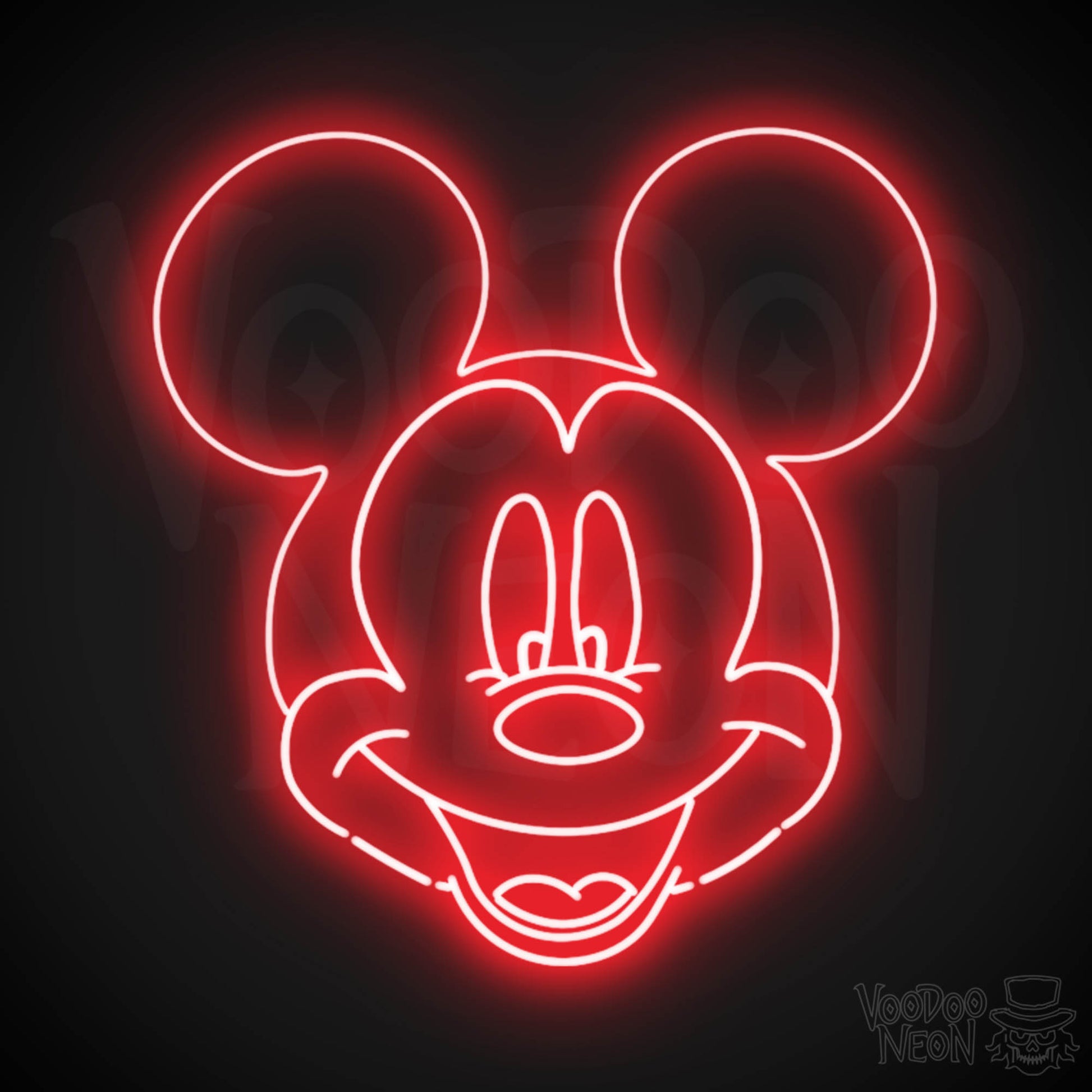 Mickey Mouse Neon Sign - Neon Mickey Mouse Wall Art - LED Sign - Color Red