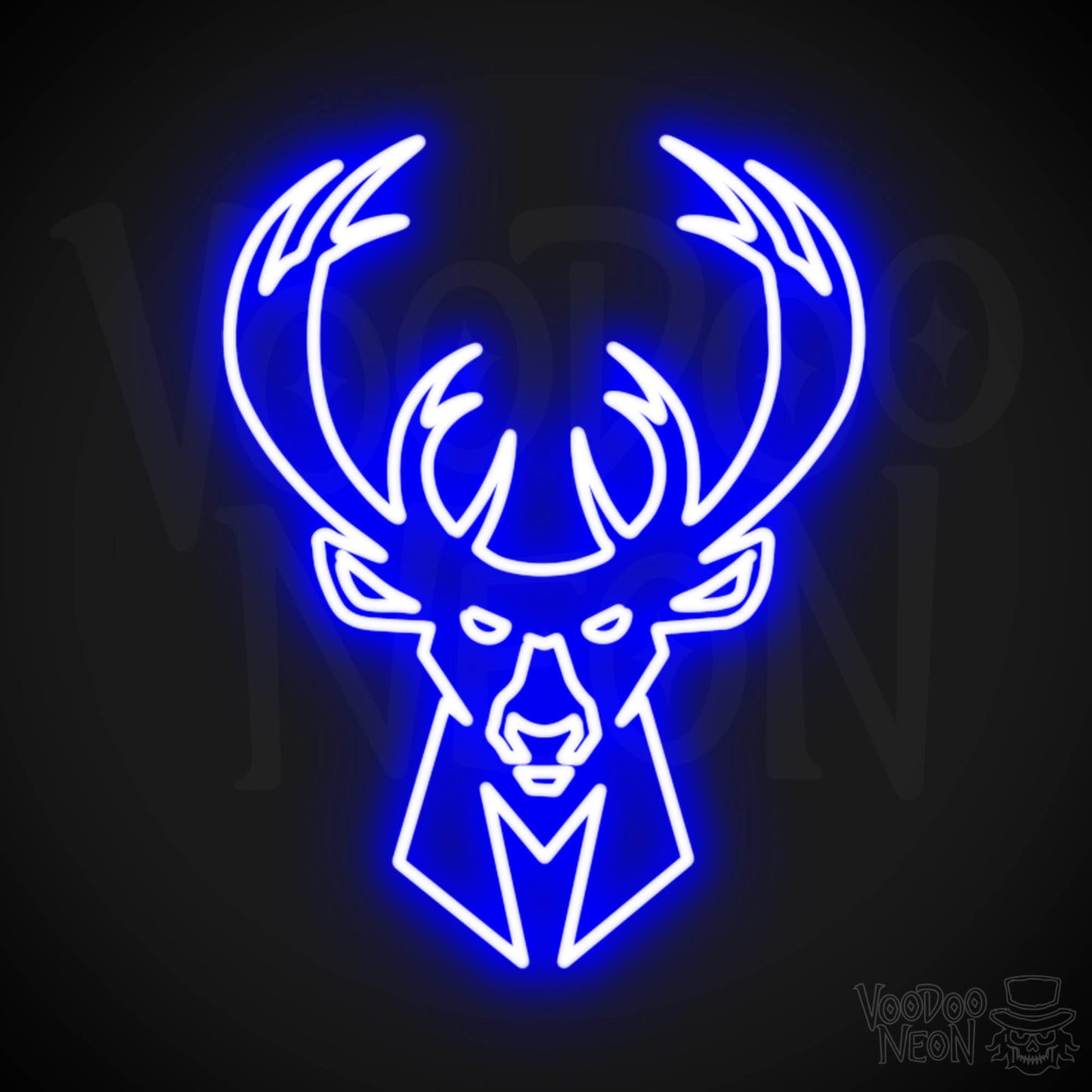 Milwaukee Bucks Neon Sign - Milwaukee Bucks Sign - Neon Bucks Wall Art - Color Dark Blue