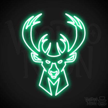 Milwaukee Bucks Neon Sign - Milwaukee Bucks Sign - Neon Bucks Wall Art - Color Green