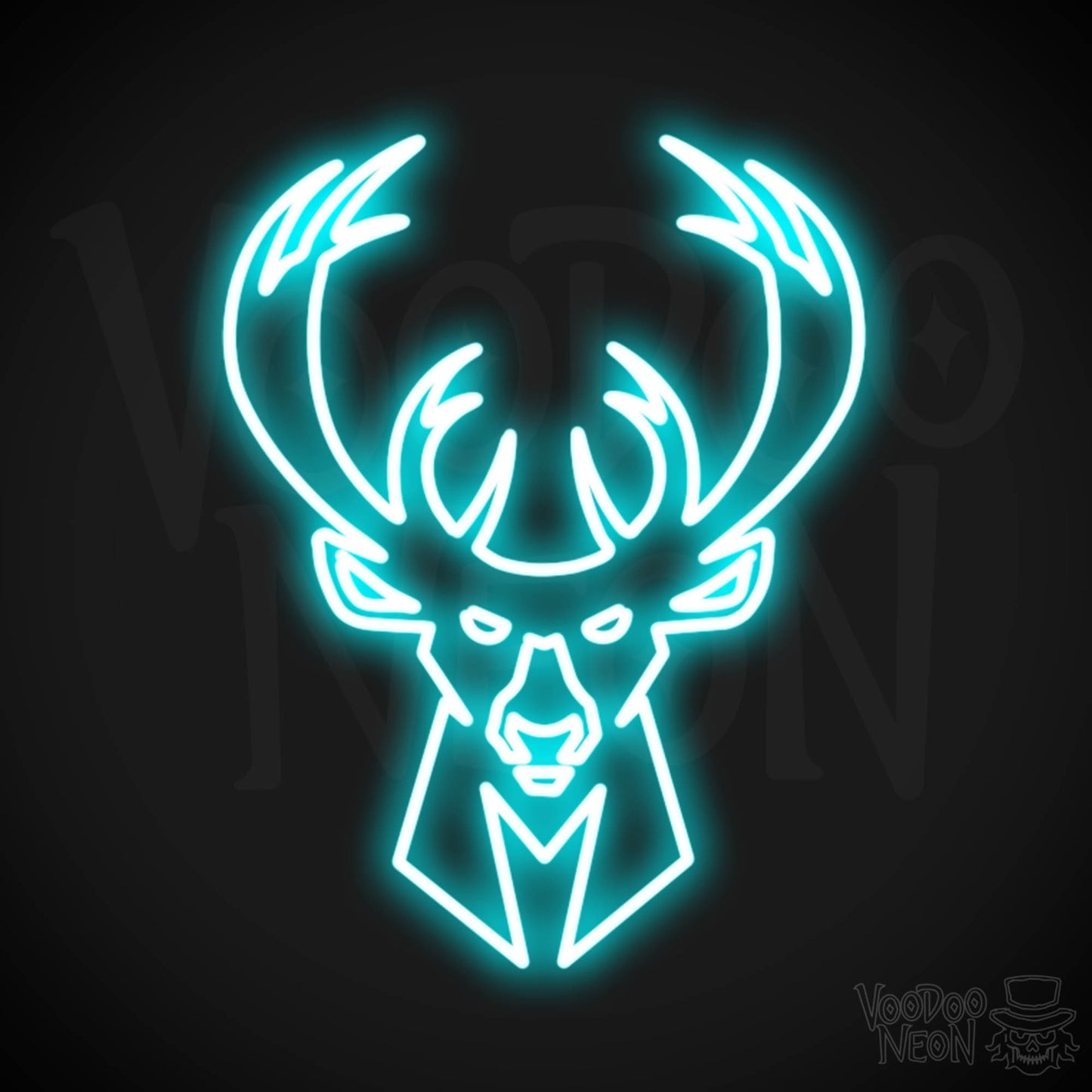 Milwaukee Bucks Neon Sign - Milwaukee Bucks Sign - Neon Bucks Wall Art - Color Ice Blue