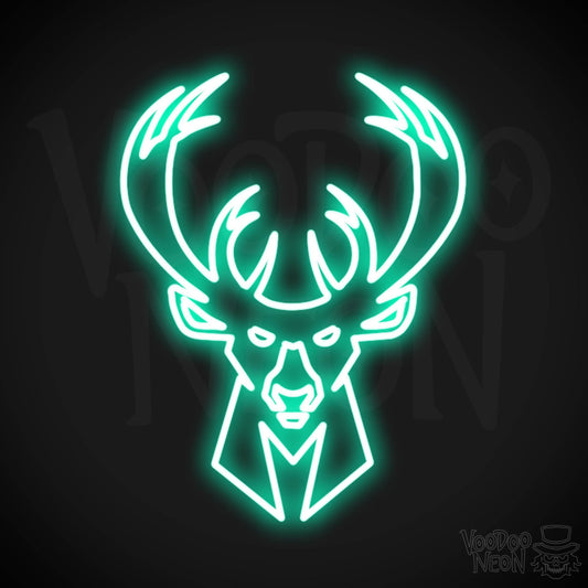 Milwaukee Bucks Neon Sign - Milwaukee Bucks Sign - Neon Bucks Wall Art - Color Light Green