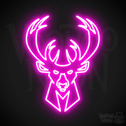 Milwaukee Bucks Neon Sign - Milwaukee Bucks Sign - Neon Bucks Wall Art - Color Pink