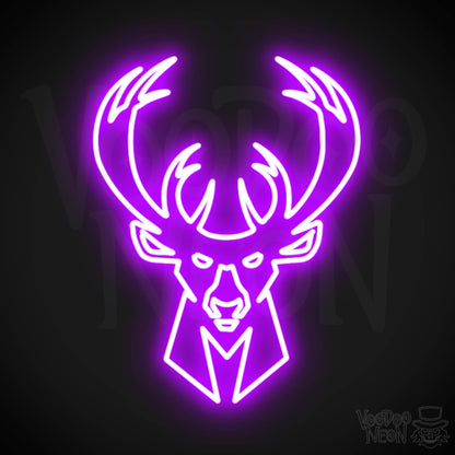 Milwaukee Bucks Neon Sign - Milwaukee Bucks Sign - Neon Bucks Wall Art - Color Purple