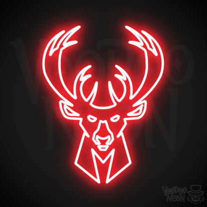 Milwaukee Bucks Neon Sign - Milwaukee Bucks Sign - Neon Bucks Wall Art - Color Red