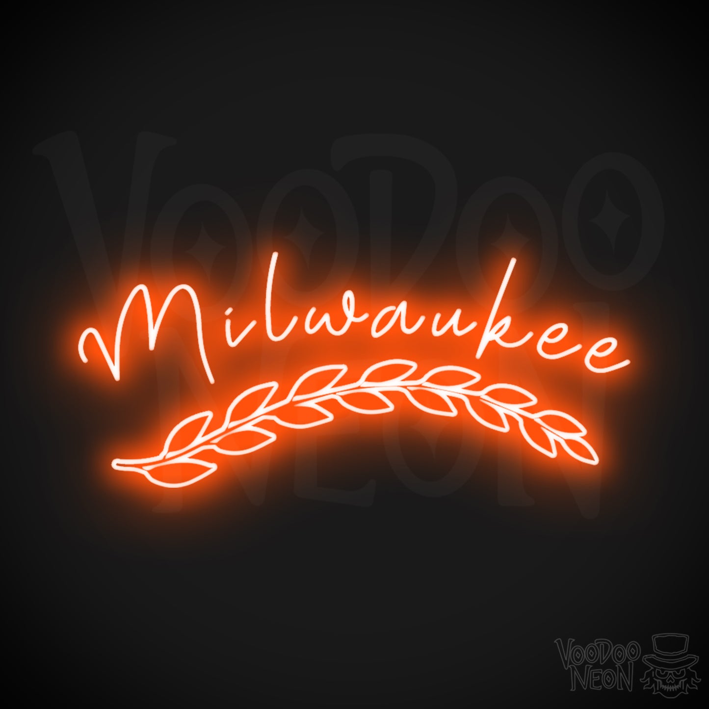 Milwaukee Neon Sign - Neon Milwaukee Sign - Milwaukee LED Sign - Color Orange