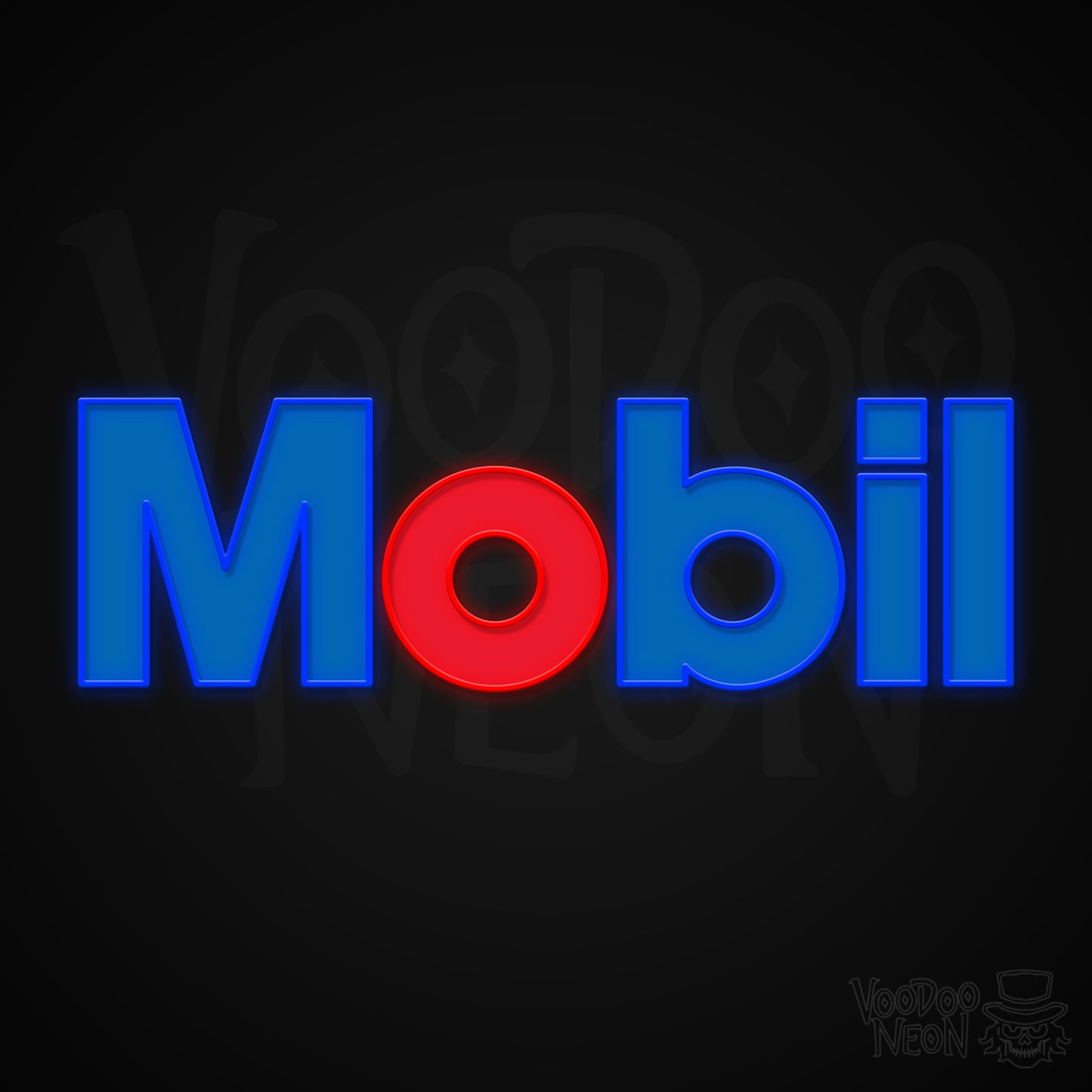 Mobil Neon Sign - Multi-Color