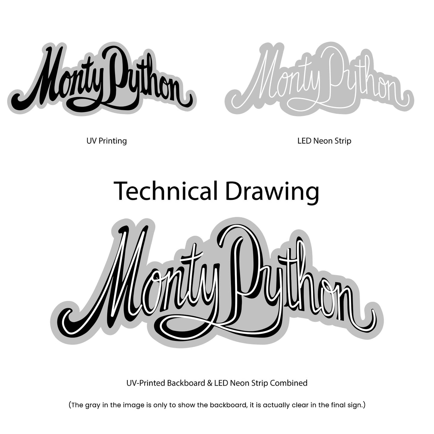 Monty Python neon sign - Technical Drawing