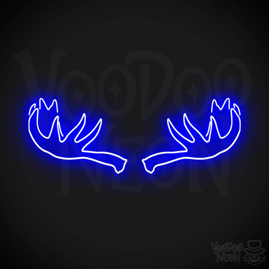 Moose Horns Neon Sign - Neon Moose Horns Sign - Moose Neon Sign - Color Dark Blue