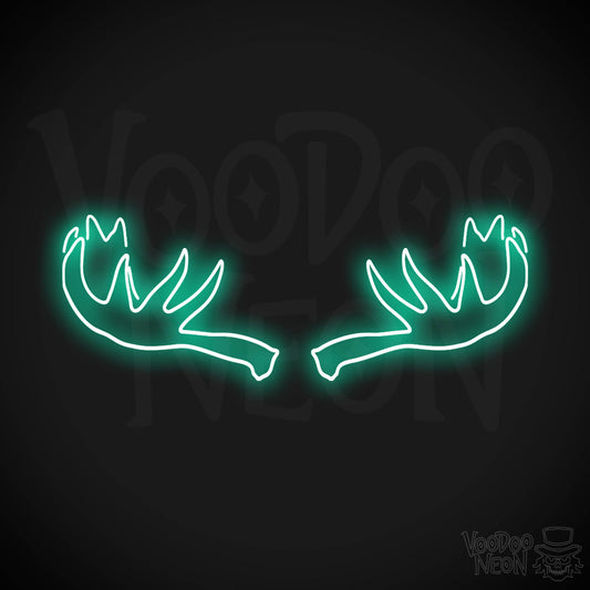Moose Horns Neon Sign - Neon Moose Horns Sign - Moose Neon Sign - Color Light Green