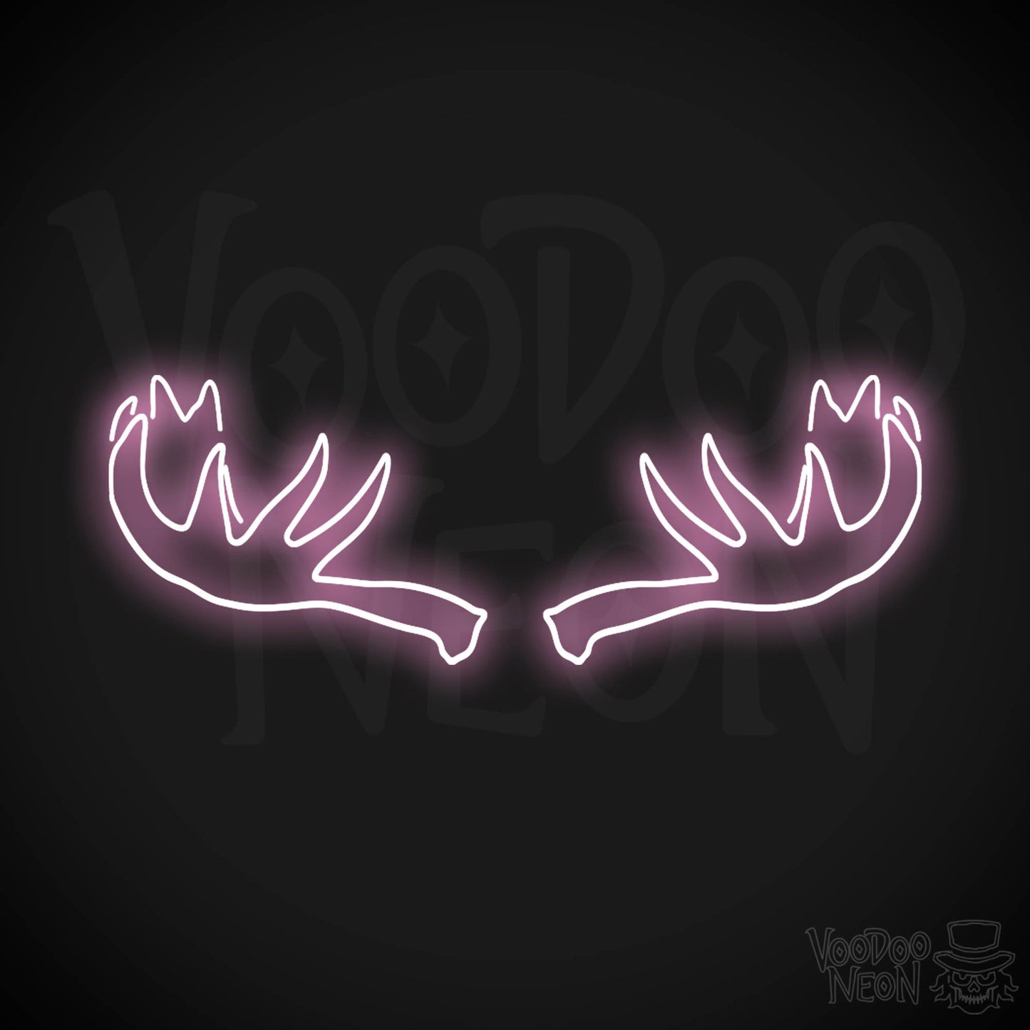 Moose Horns Neon Sign - Neon Moose Horns Sign - Moose Neon Sign - Color Light Pink