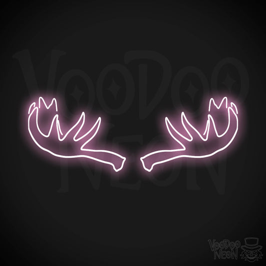Moose Horns Neon Sign - Neon Moose Horns Sign - Moose Neon Sign - Color Light Pink