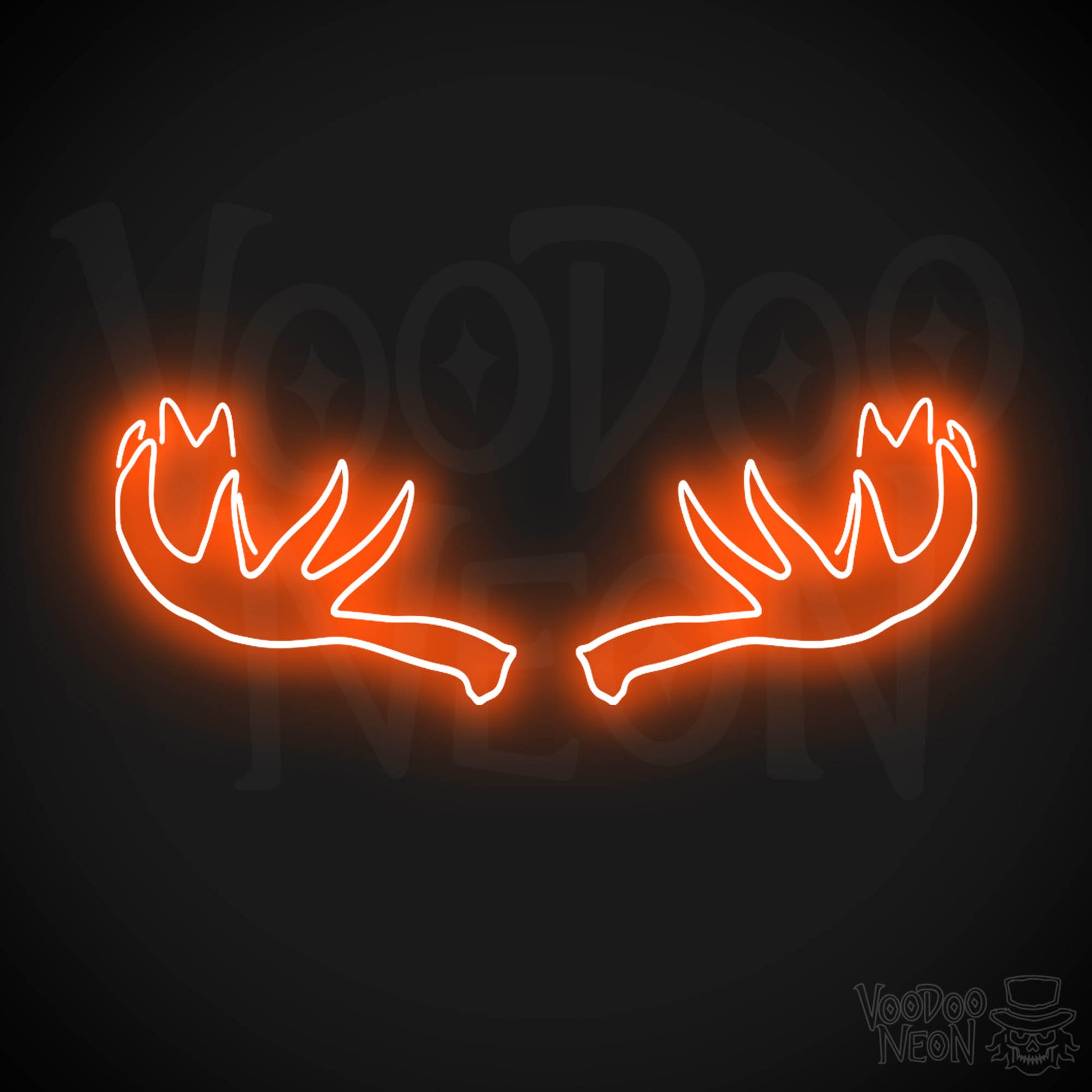 Moose Horns Neon Sign - Neon Moose Horns Sign - Moose Neon Sign - Color Orange