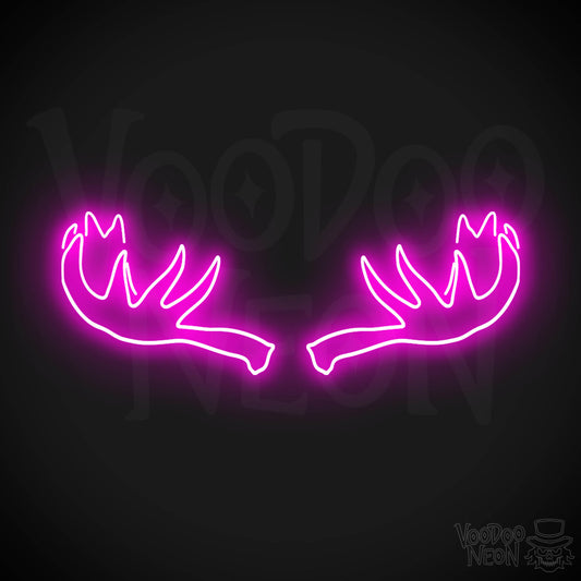 Moose Horns Neon Sign - Neon Moose Horns Sign - Moose Neon Sign - Color Pink