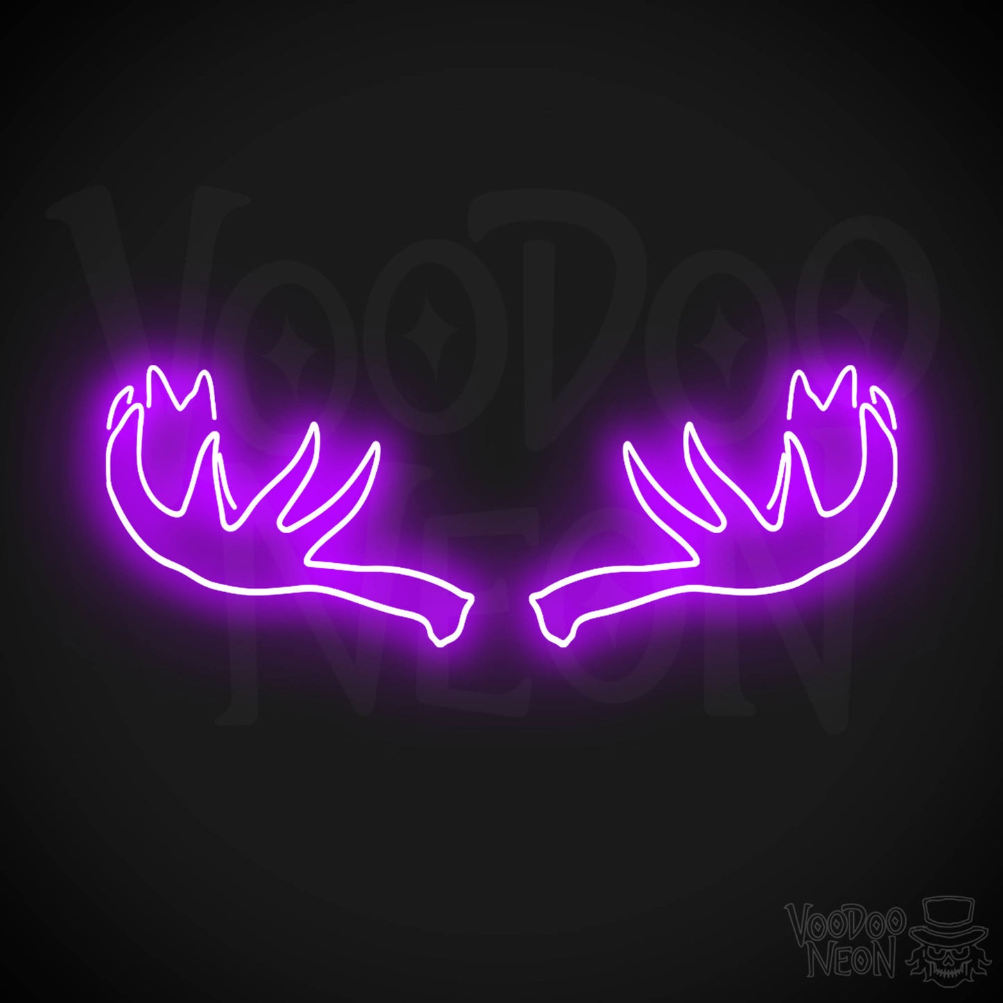 Moose Horns Neon Sign - Neon Moose Horns Sign - Moose Neon Sign - Color Purple