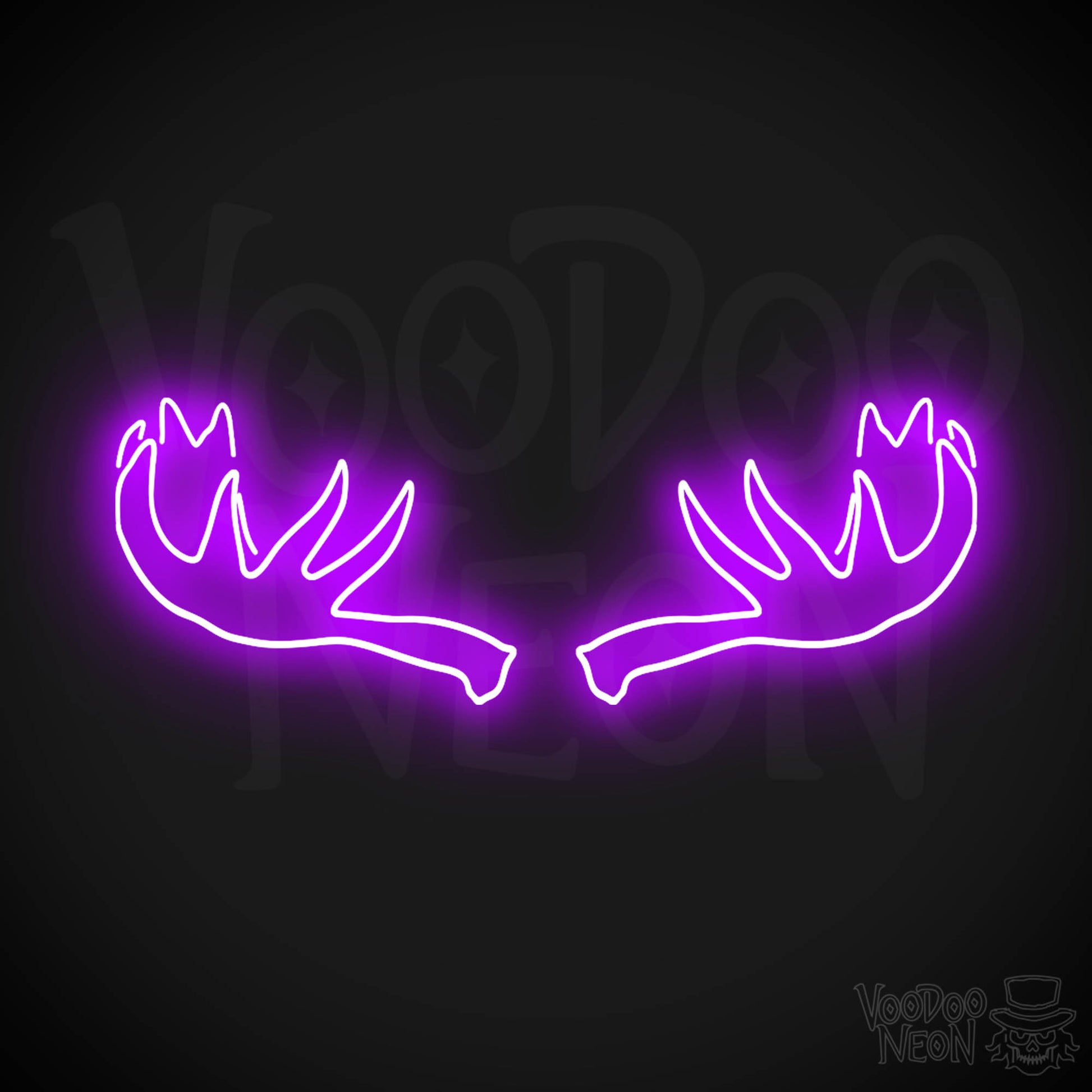 Moose Horns Neon Sign - Neon Moose Horns Sign - Moose Neon Sign - Color Purple