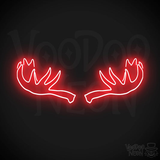 Moose Horns Neon Sign - Neon Moose Horns Sign - Moose Neon Sign - Color Red