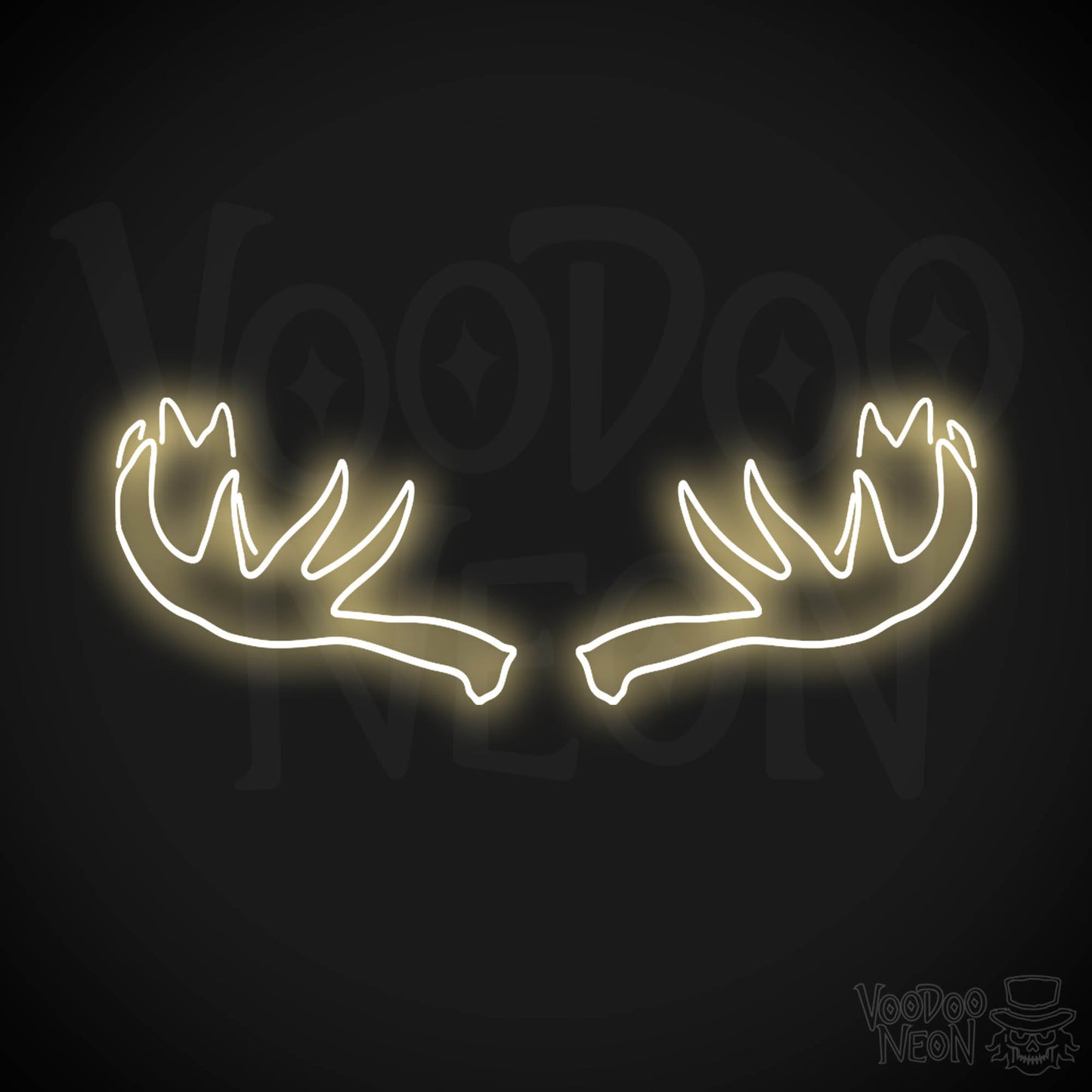 Moose Horns Neon Sign - Neon Moose Horns Sign - Moose Neon Sign - Color Warm White