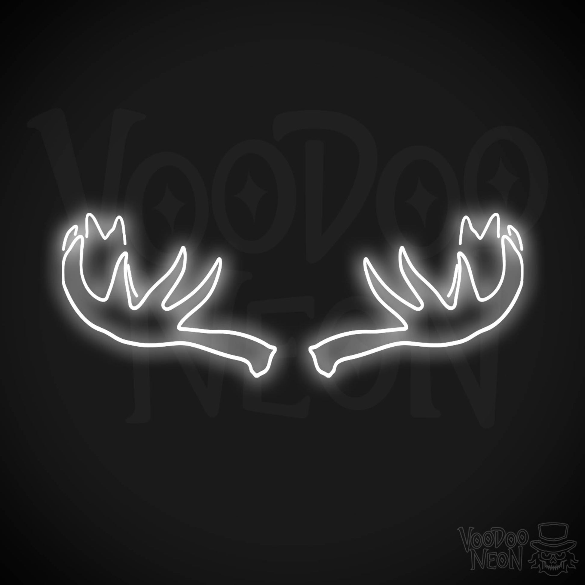 Moose Horns Neon Sign - Neon Moose Horns Sign - Moose Neon Sign - Color White