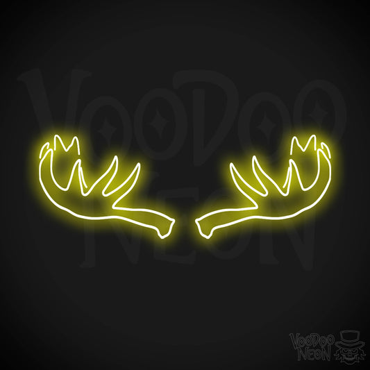 Moose Horns Neon Sign - Neon Moose Horns Sign - Moose Neon Sign - Color Yellow