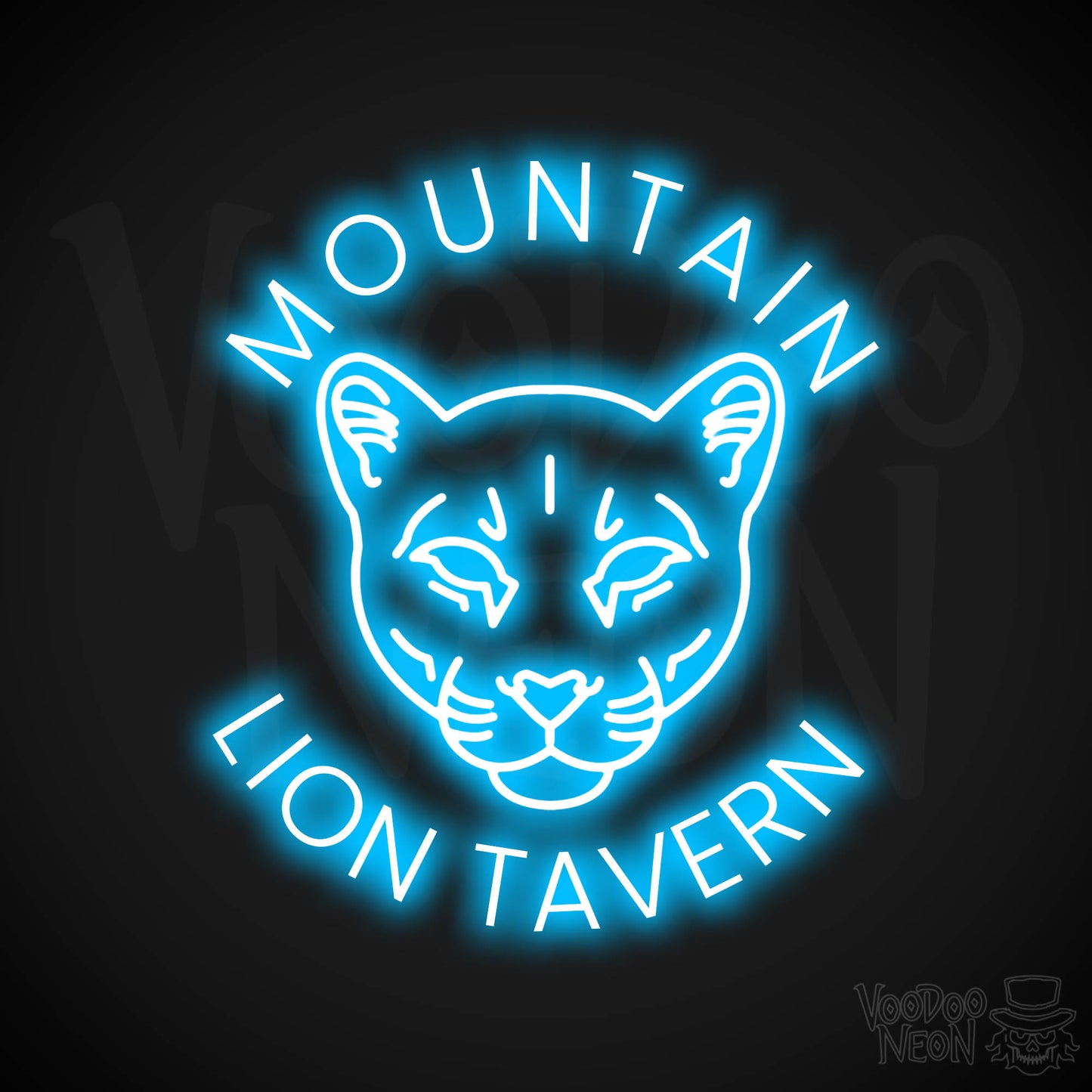 Mountain Lion Tavern Neon Sign - Dark Blue