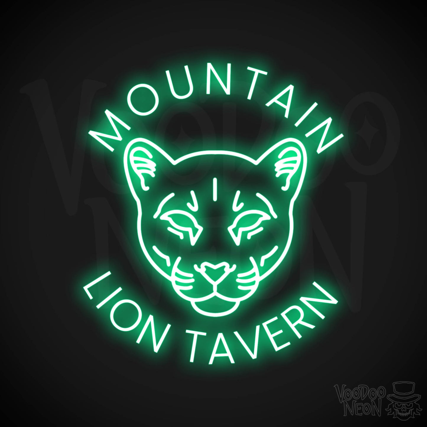 Mountain Lion Tavern Neon Sign - Green