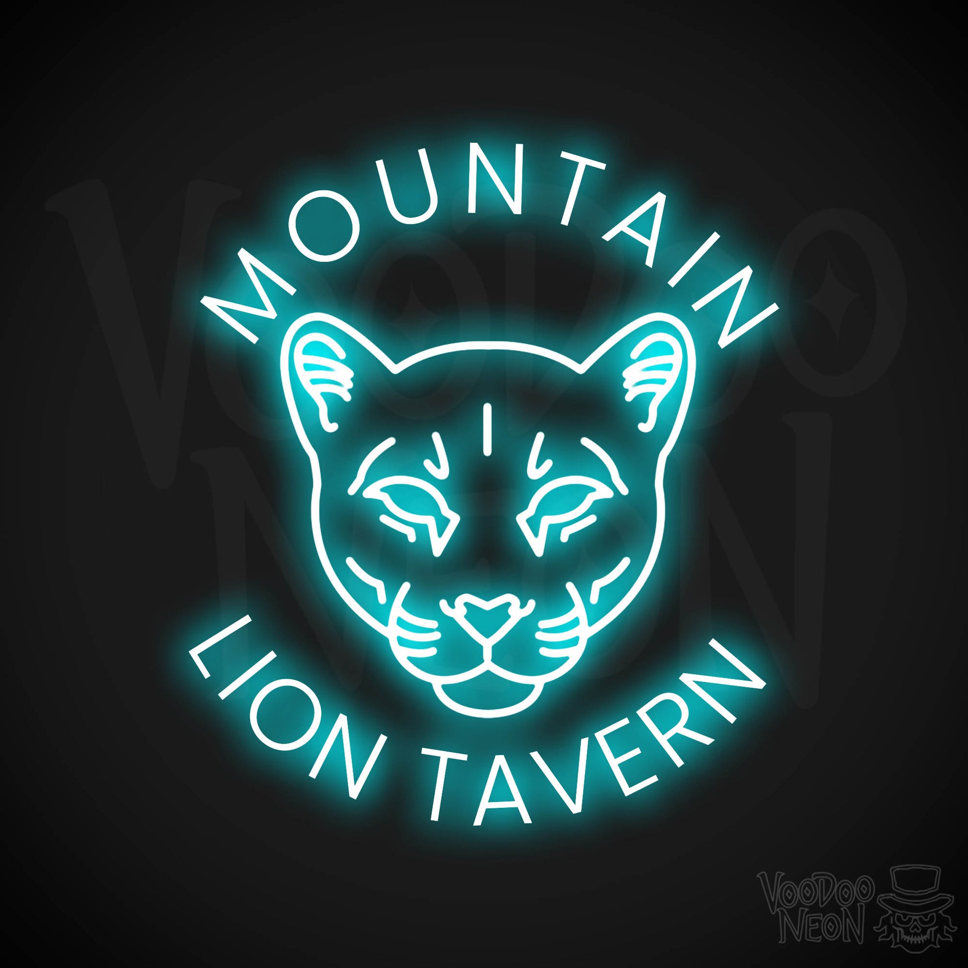 Mountain Lion Tavern Neon Sign - Ice Blue