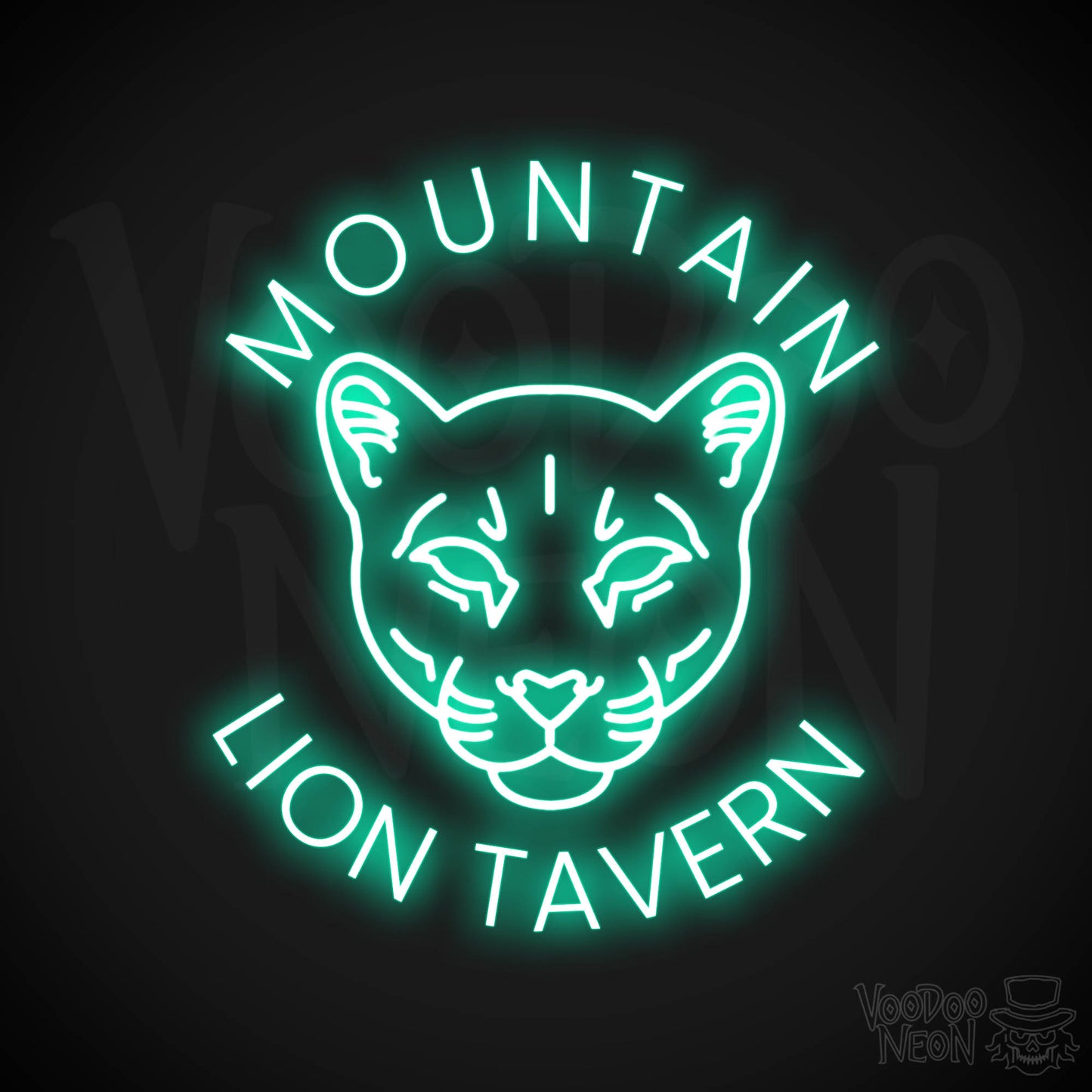 Mountain Lion Tavern Neon Sign - Light Green