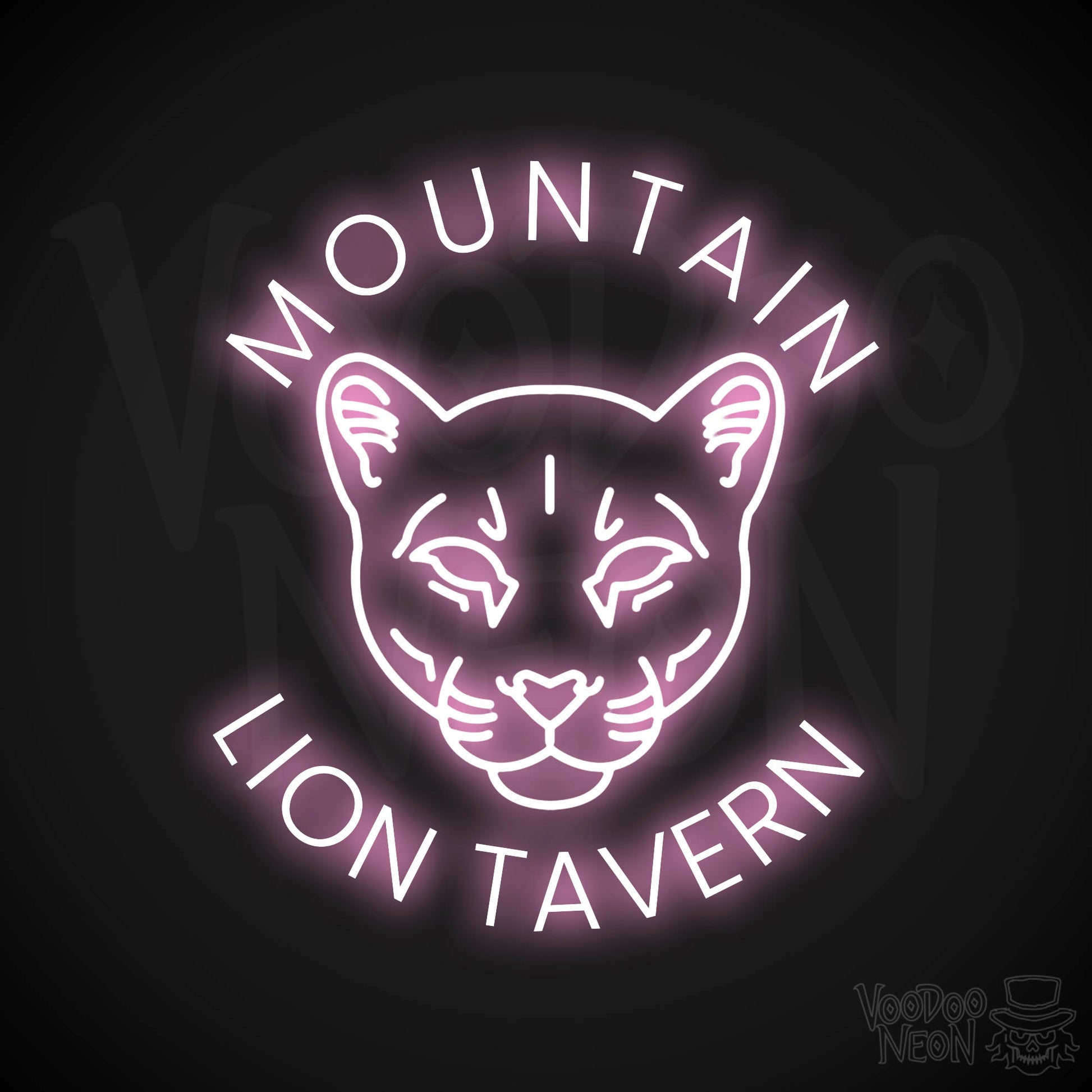 Mountain Lion Tavern Neon Sign - Light Pink