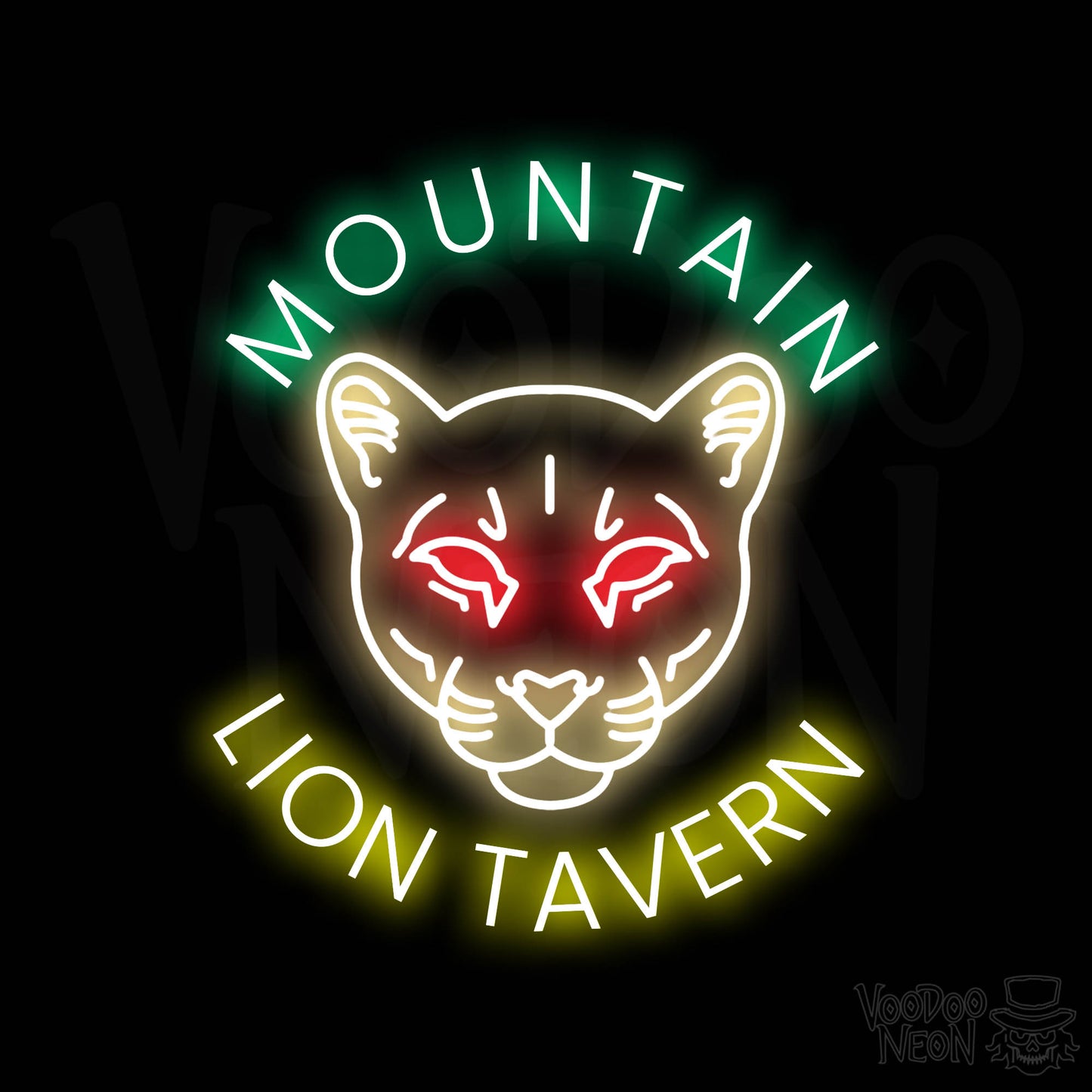 Mountain Lion Tavern Neon Sign - Multi-Color