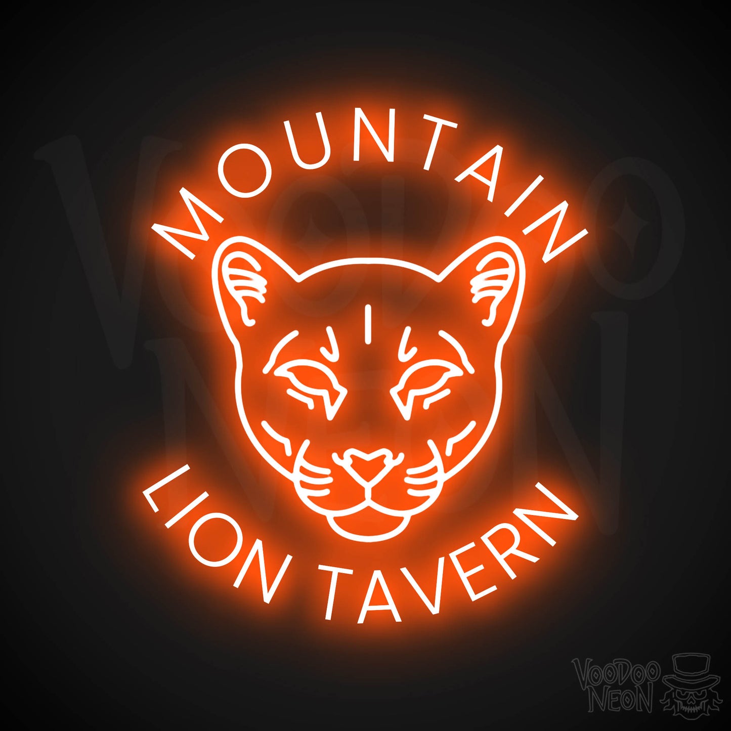 Mountain Lion Tavern Neon Sign - Orange