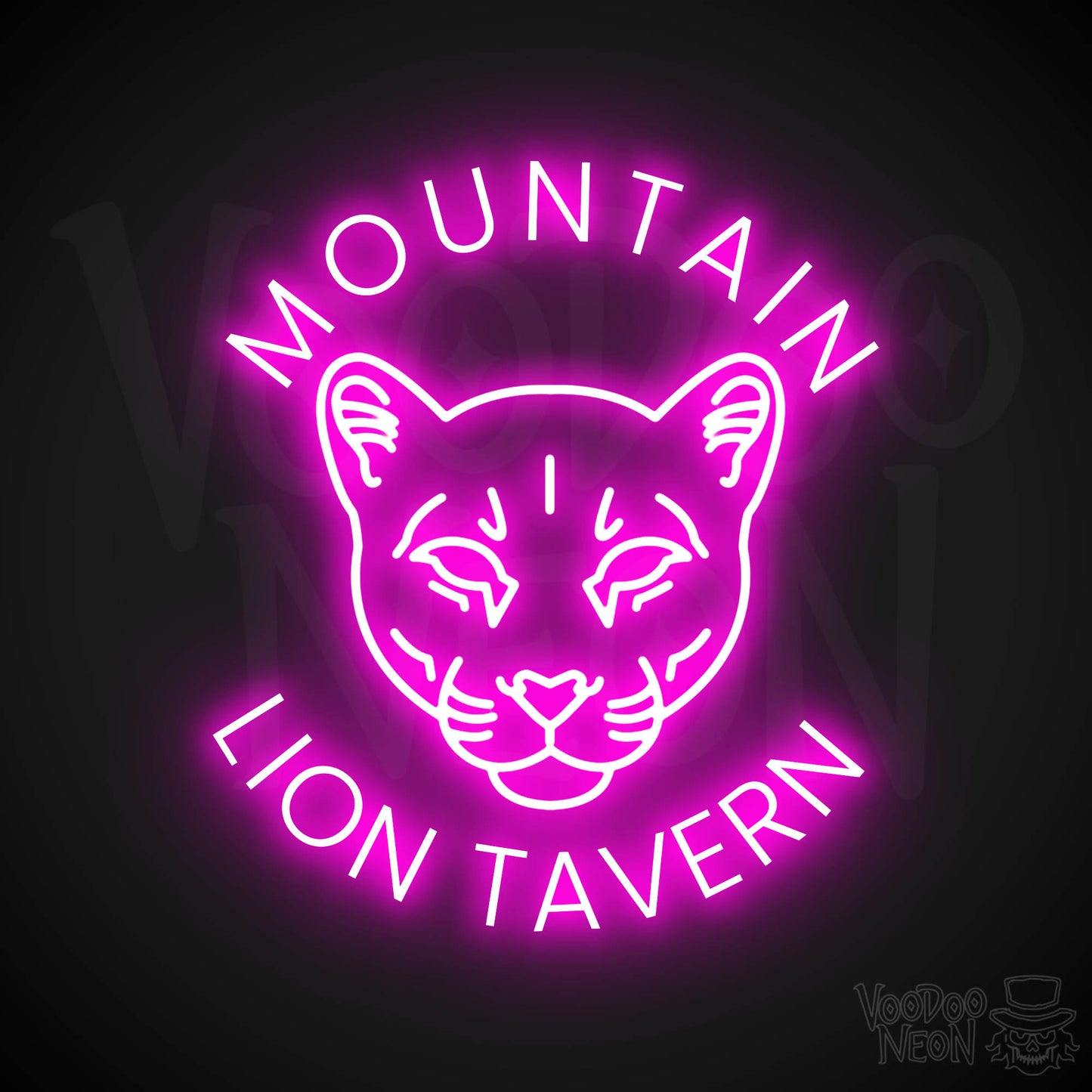 Mountain Lion Tavern Neon Sign - Pink