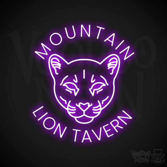 Mountain Lion Tavern Neon Sign - Purple