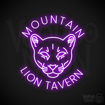 Mountain Lion Tavern Neon Sign - Purple