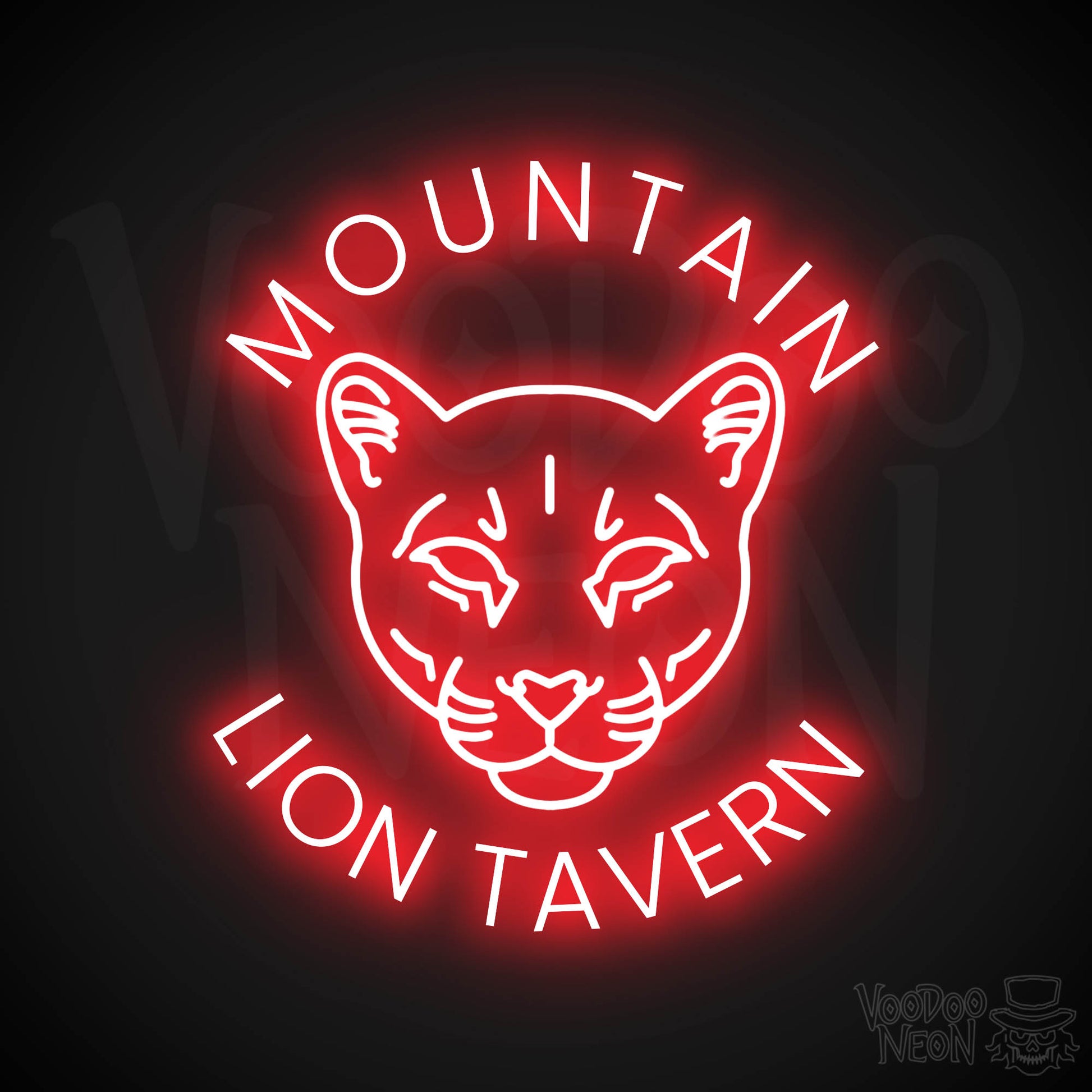 Mountain Lion Tavern Neon Sign - Red